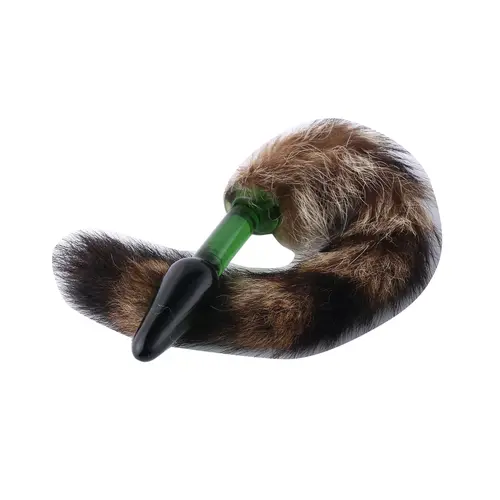 Auxfun® Fluffy Butt Plug - Fox tail - Gren glass  butt plug