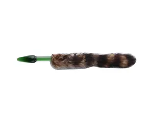 Fluffy Butt Plug - Fox tail - Green glass butt plug - Hismith