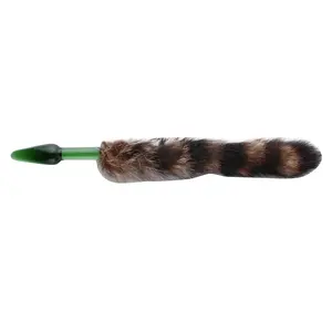 Fluffy Butt Plug Fuchsschwanz Grüner Glasplug