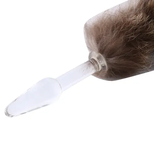 Auxfun® Fluffy Butt Plug - Fox tail - Transparent glass  butt plug