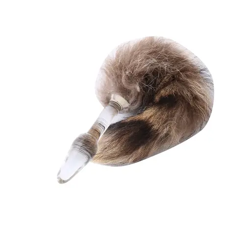 Auxfun® Fluffy Butt Plug - Fox tail - Transparent glass  butt plug