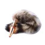 Auxfun® Fluffy Butt Plug - Fox tail - Brown glass  butt plug