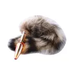 Auxfun® Fluffy Butt Plug - Fox tail - Brown glass  butt plug