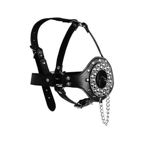 ShotS OUCH! Mouth gag Head harness with stopper - Black