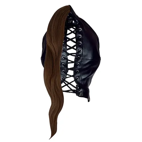 OUCH! Bondage Mask With Brown Ponytail