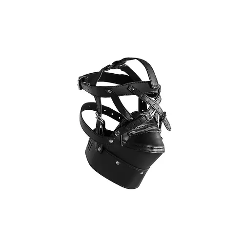 OUCH! Head Harness With Zipper and Lock - Black