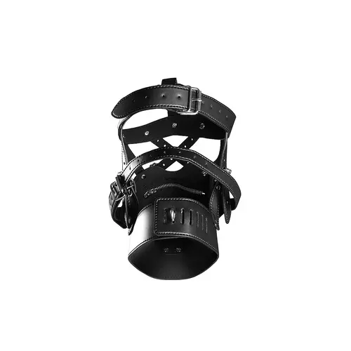 OUCH! Head Harness With Zipper and Lock - Black