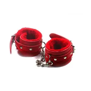 Gepolsterte Handschellen Bettfesseln mit Kette Rot