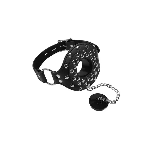 Bâillon à bouche ouverte avec bouchon - Noir