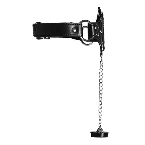 Bâillon à bouche ouverte avec bouchon - Noir