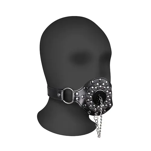 Bâillon à bouche ouverte avec bouchon - Noir