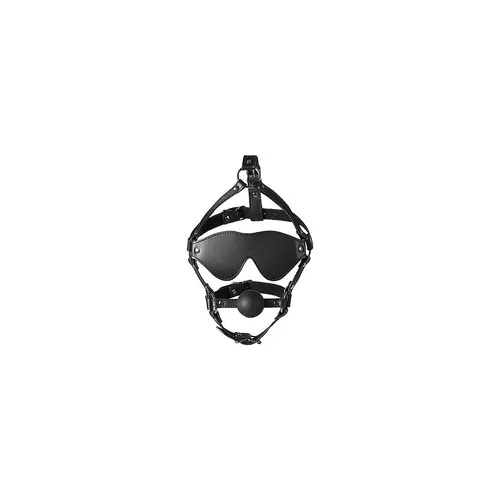 Harnais de tête avec masque et balle de gag noir