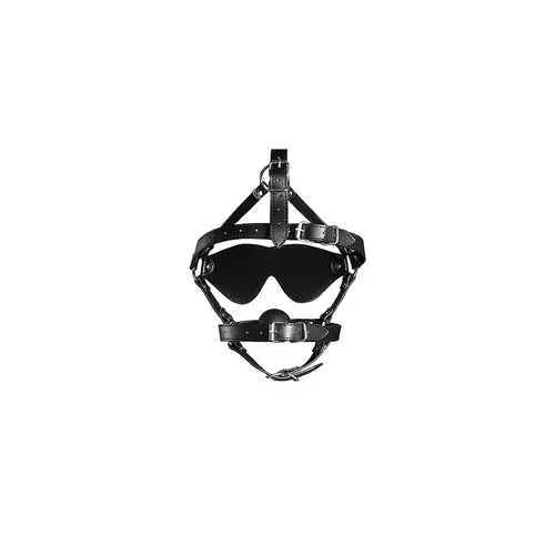 Harnais de tête avec masque et balle de gag noir