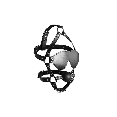 Kopfgeschirr mit Maske & Gagball Schwarz