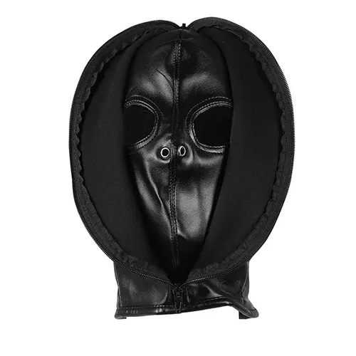 Masque de bondage avec fermeture éclair - Noir