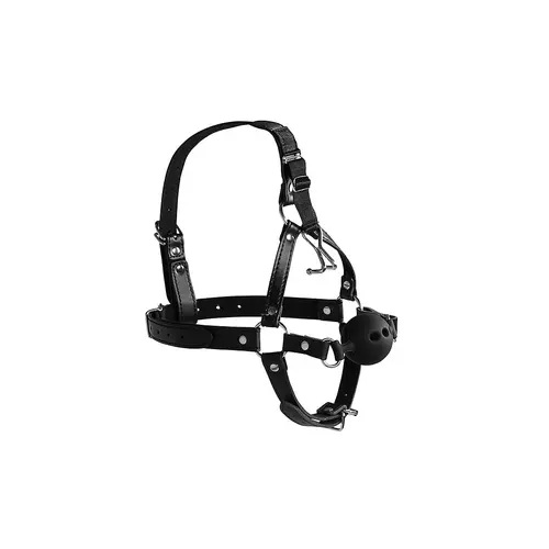 Harnais de tête avec bâillon respiratoire et crochets pour le nez