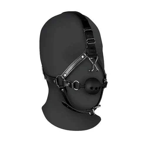 Harnais de tête avec bâillon respiratoire et crochets pour le nez