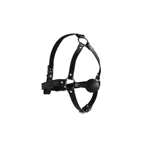 Head Harness With Ball Gag - Black