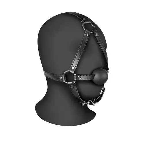 Head Harness With Ball Gag - Black