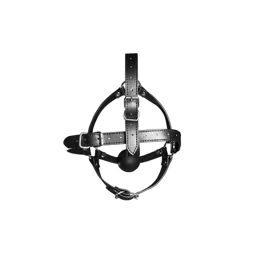 Head Harness With Ball Gag - Black
