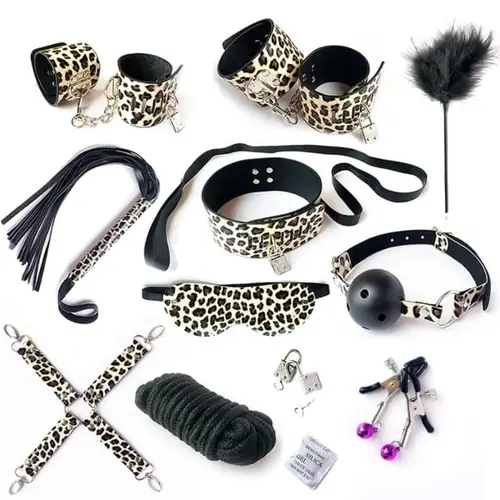 Kinky BDSM Bondage set 10-piece Panther print