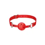 Gag Ball Leather Strap Adjustable - Red