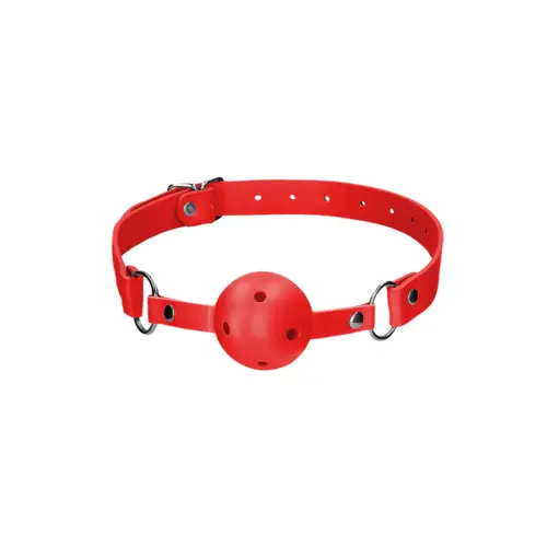 Bavaglio a palla per bocca con cinturino in pelle regolabile - Rosso