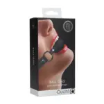 Mordacchia con pallina perforata e cinturino in pelle regolabile nera