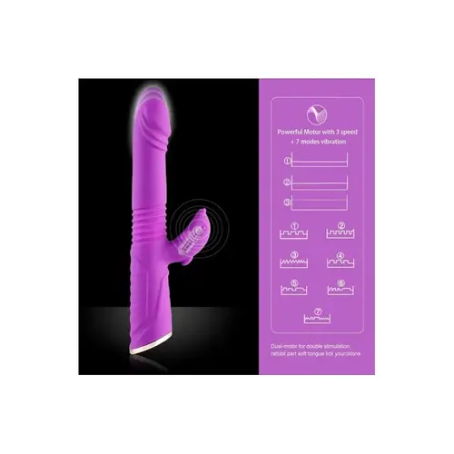 Dildo telescopico vibratore Ricky 280 RPM Licking Bumping Vibrante