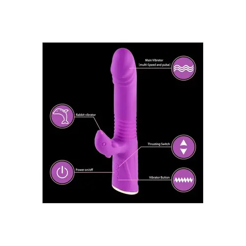Dildo telescopico vibratore Ricky 280 RPM Licking Bumping Vibrante