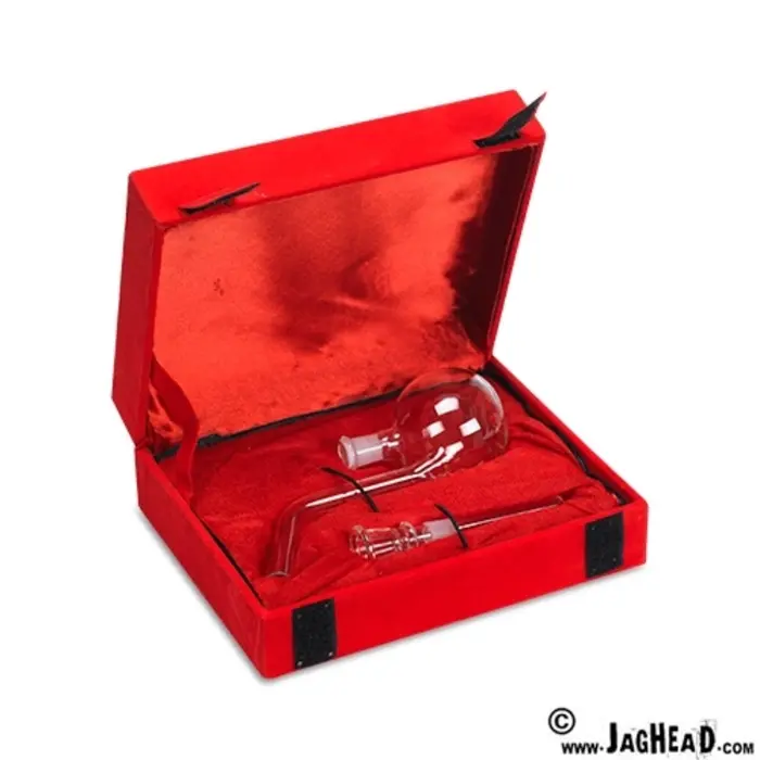 Kleine glazen bong in geschenkdoos