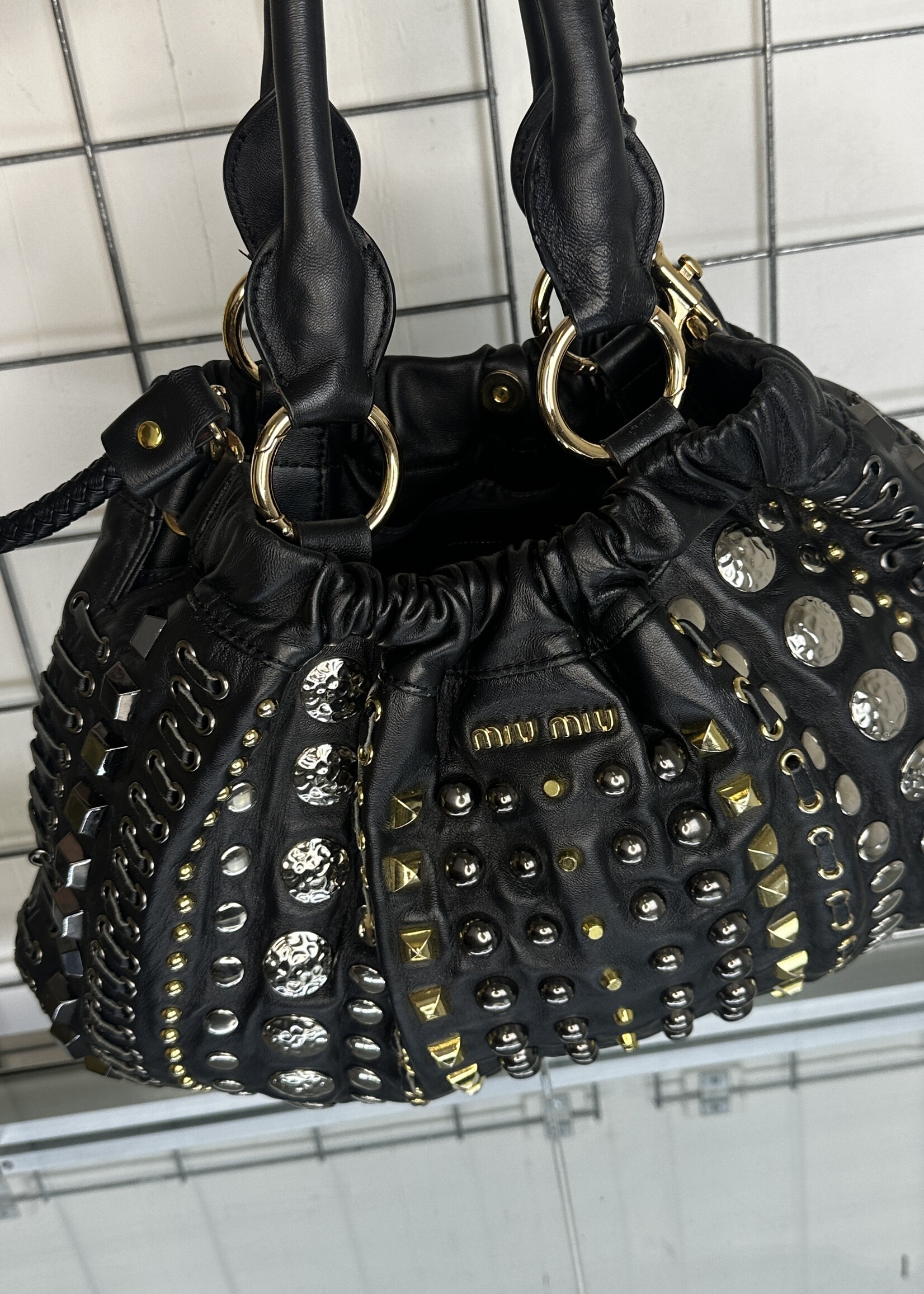 Miu Miu black leather studs bag
