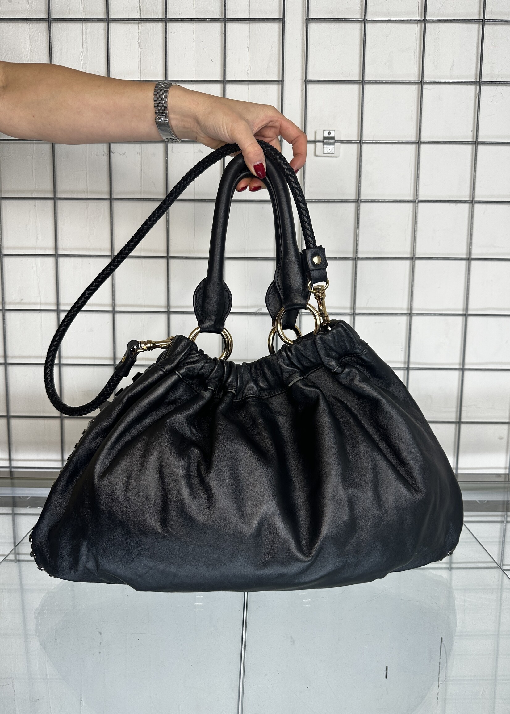 Miu Miu black leather studs bag -