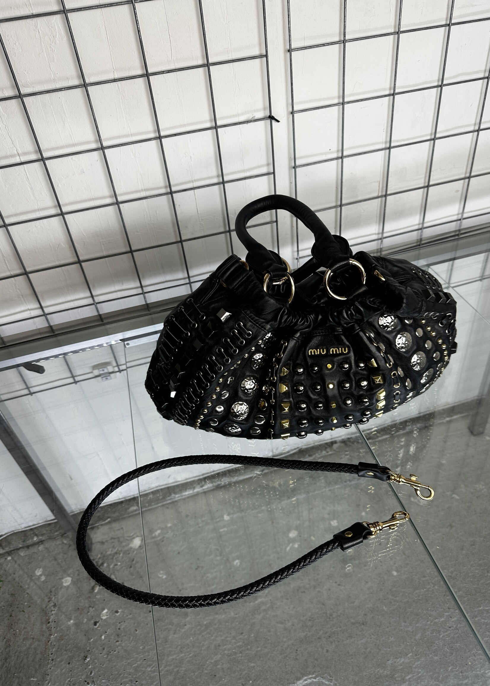 Miu Miu black leather studs bag