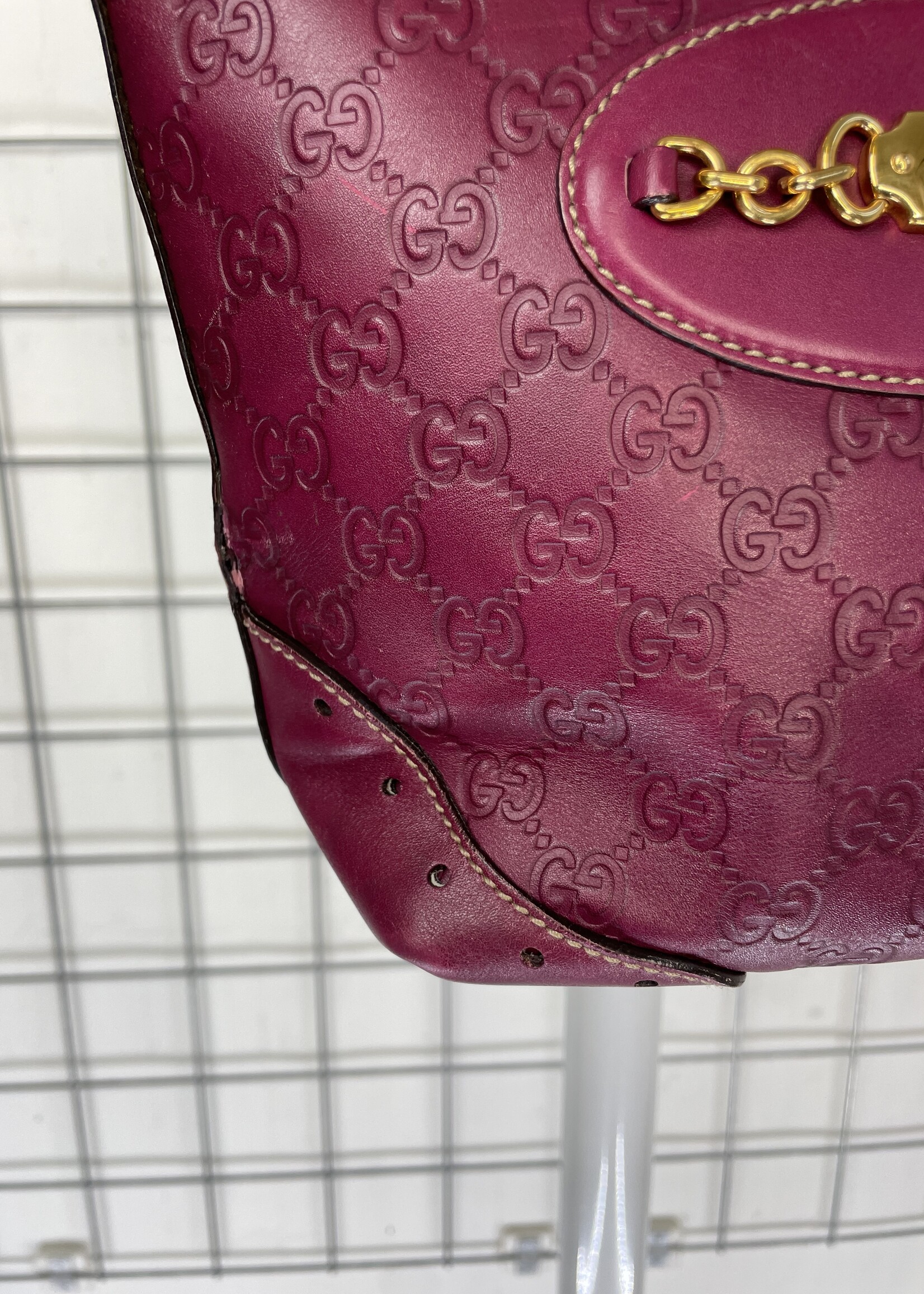 Gucci aubergine leather bucket bag