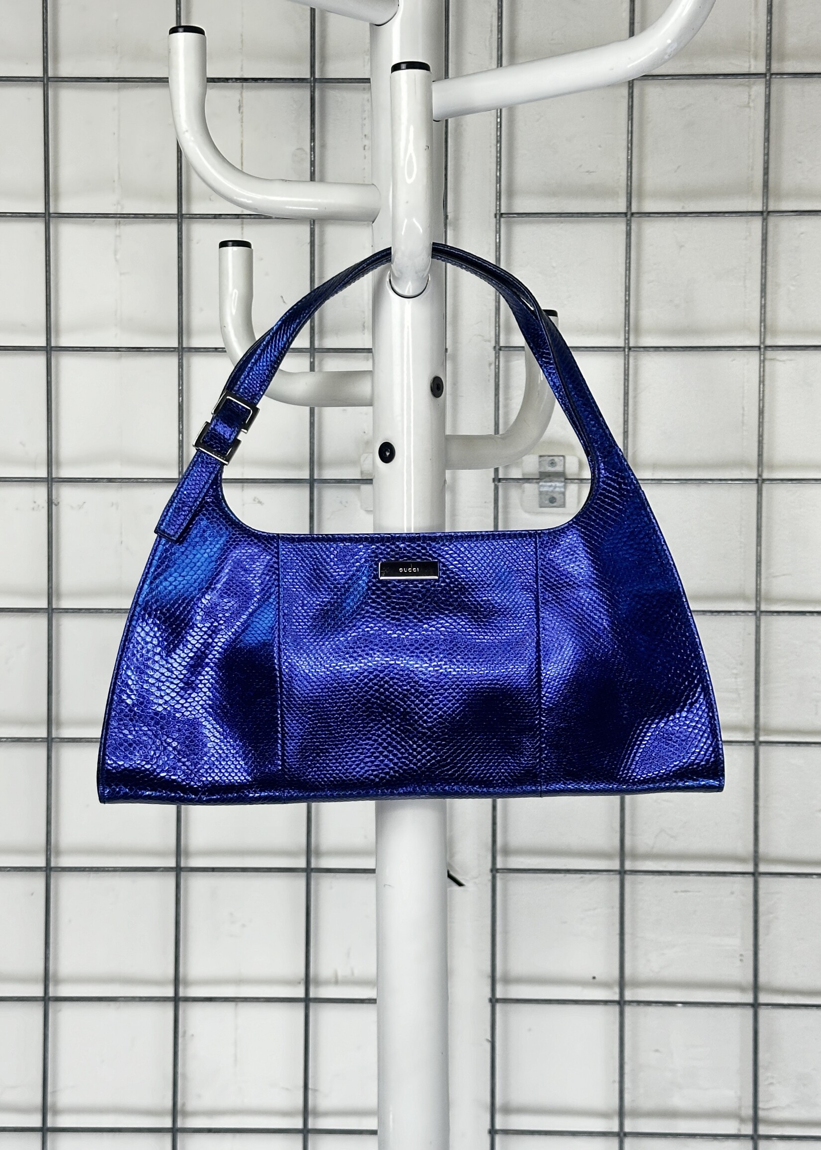 Gucci Tom Ford snakeskin blue shoulder bag