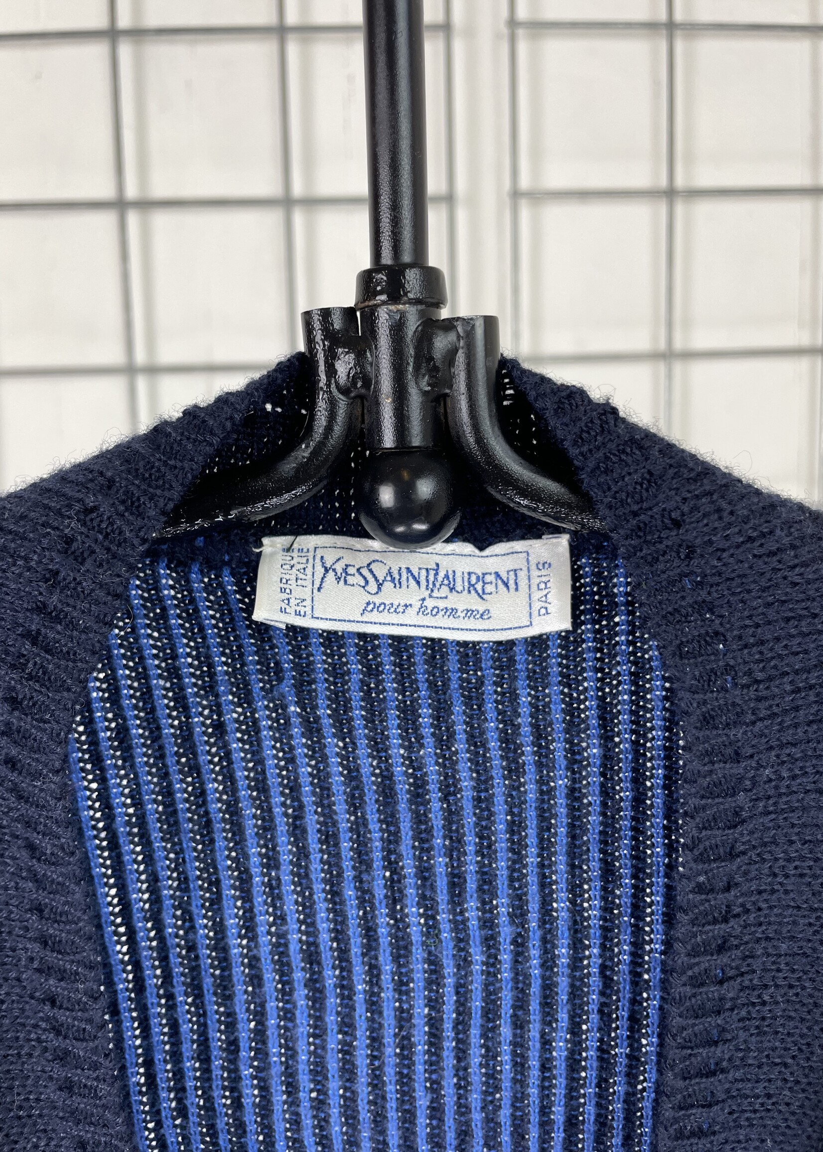 Yves Saint Laurent 80s blue knitted cardigan