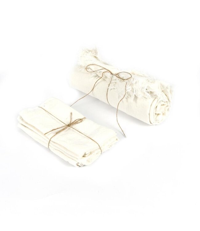 Bazar Bizar Het Linnen Servet - Wit - Set van 4