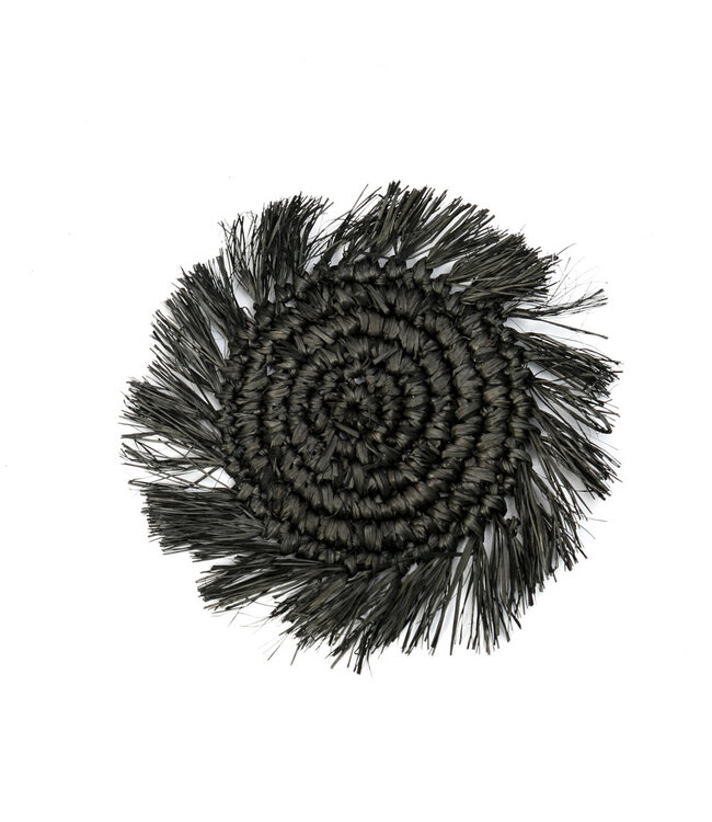 Bazar Bizar De Fringe Raffia Onderzetter - Zwart