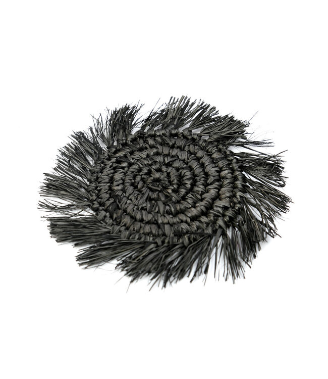 Bazar Bizar De Fringe Raffia Onderzetter - Zwart