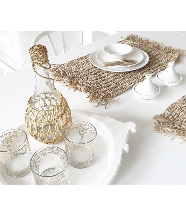 Bazar Bizar De Fringe Raffia Placemat Rechthoeking - Naturel