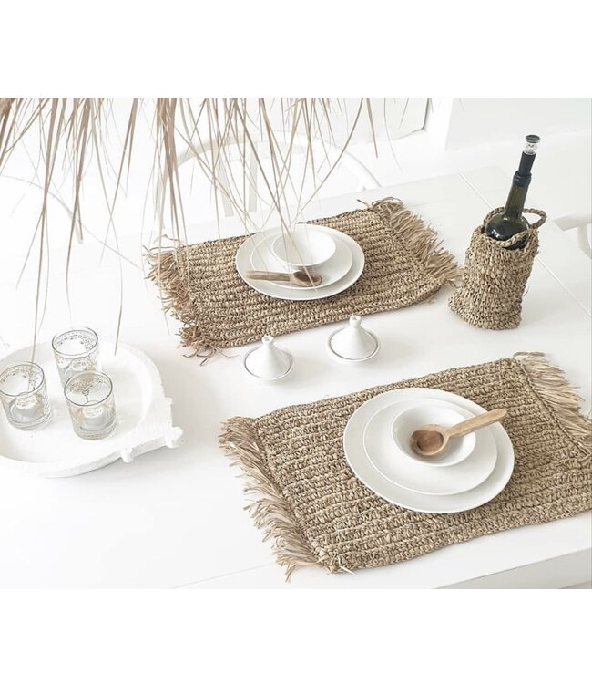 Bazar Bizar De Fringe Raffia Placemat Rechthoeking - Naturel