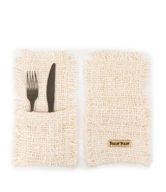 Bazar Bizar Het Oh My Gee Bestekzakje - CrÃ©me - Set van 4