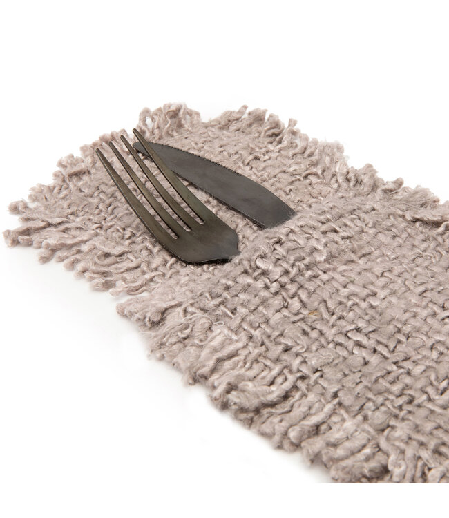 Bazar Bizar Het Oh My Gee Bestekzakje - Parel Grijs - Set van 4