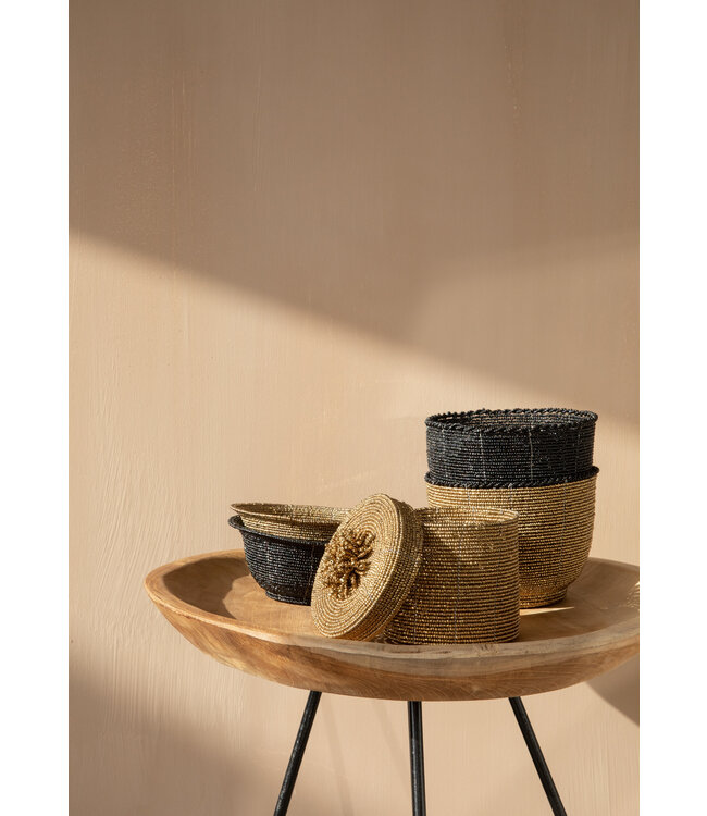 Bazar Bizar De Beaded Kom Laag - Zwart - S