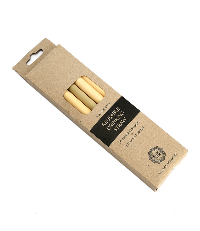 Bazar Bizar De Bamboe Rietjes - Set van 10 met reinigingsborsteltje