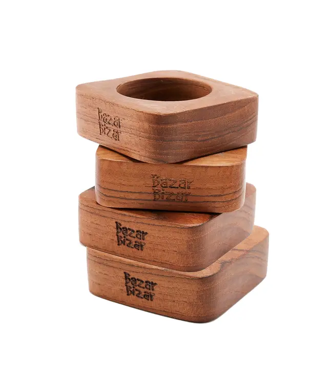 Bazar Bizar De Teak Root Servetring - Set van 4