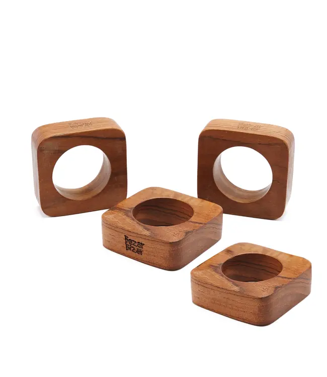 Bazar Bizar De Teak Root Servetring - Set van 4