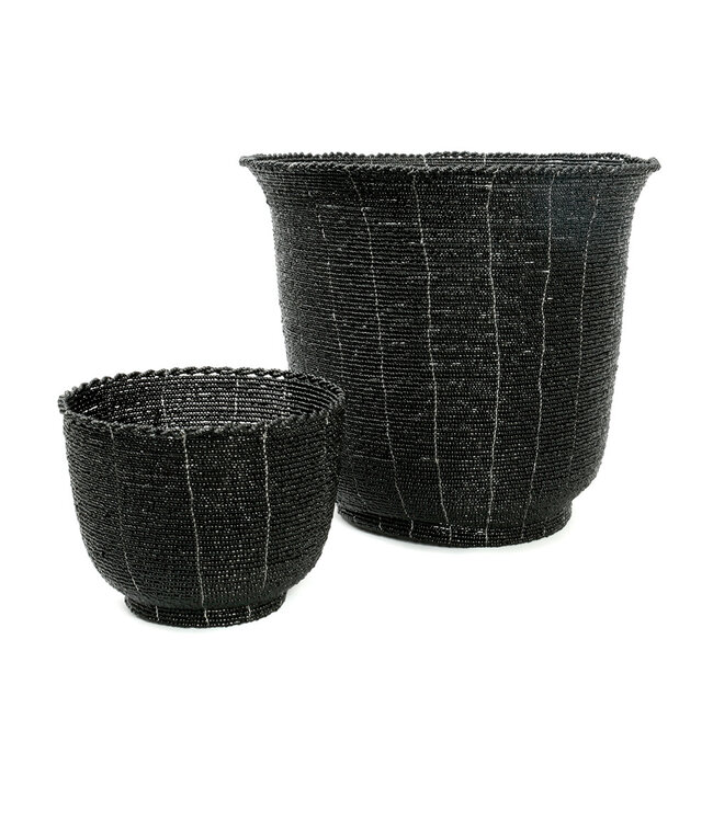 Bazar Bizar De Beaded Mand Hoog - Zwart - L