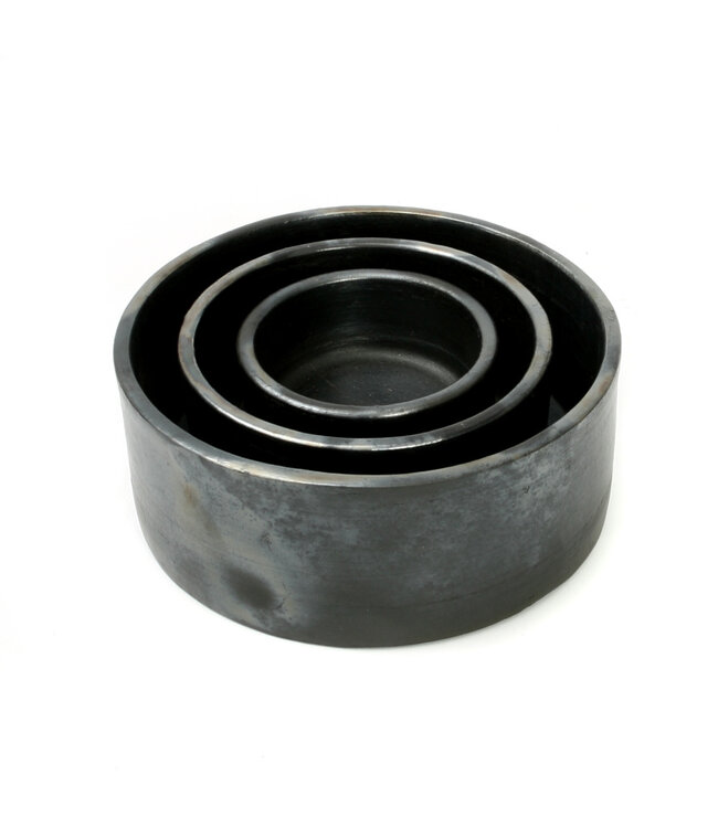 Bazar Bizar De Burned Cilinder Kom - Zwart - Set van 3